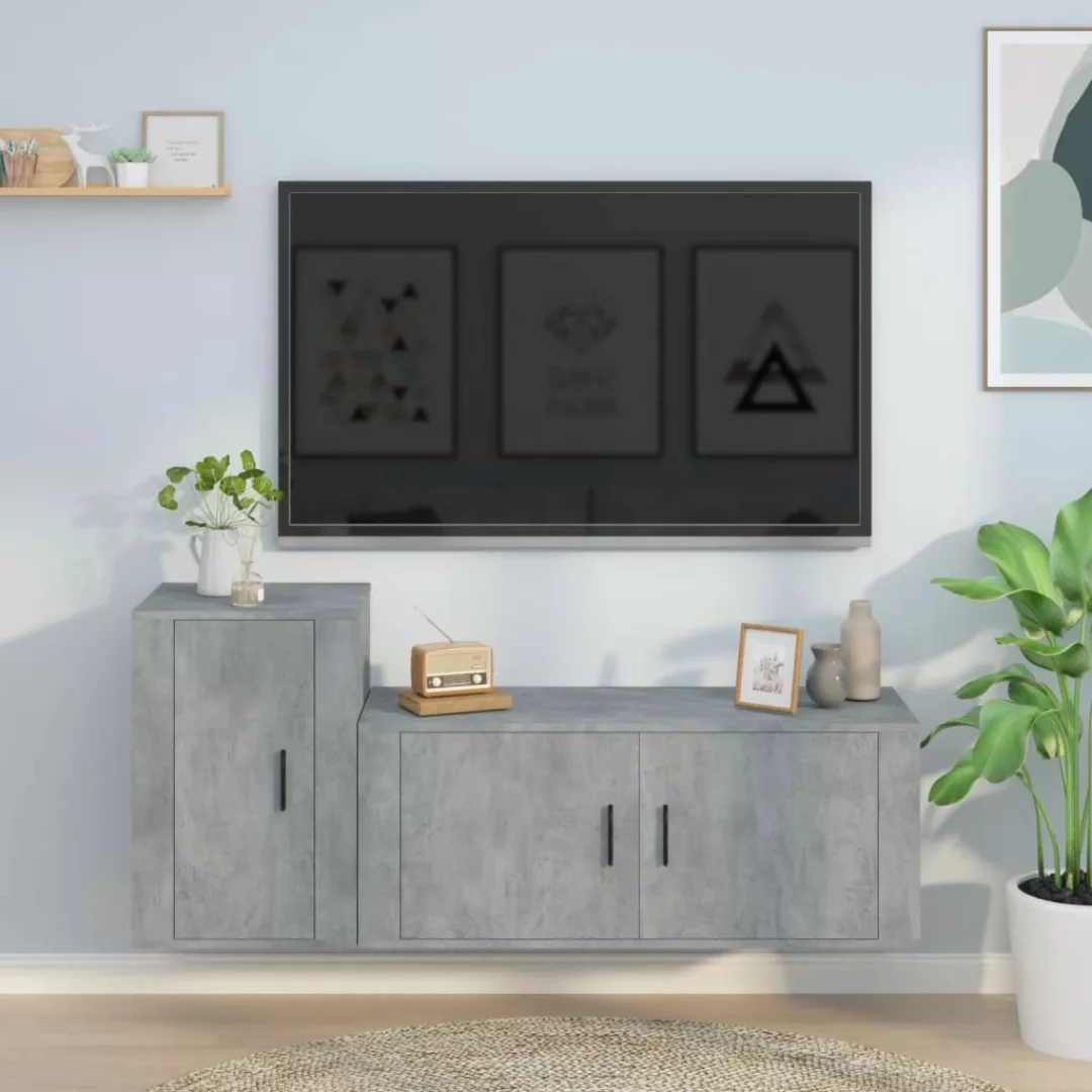 Vidaxl 2-tlg. Tv-schrank-set Betongrau Holzwerkstoff günstig online kaufen