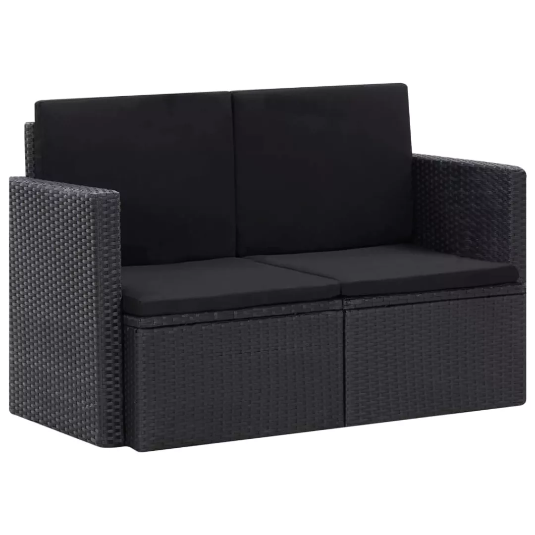 2-sitzer-gartensofa Mit Auflagen Schwarz Poly Rattan günstig online kaufen