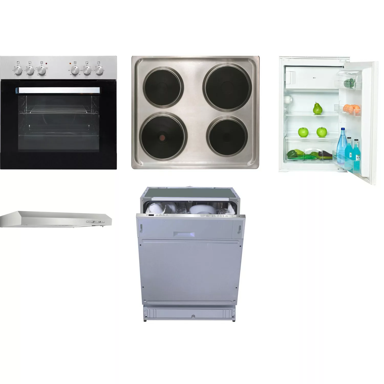 Flex-Well Küchengeräte-Set 4 Herd Kühlschrank Geschirrspüler + Dunstabzugsh günstig online kaufen