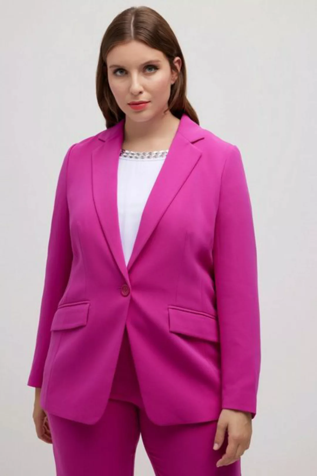 Ulla Popken Blusenblazer Blazer Acetat Reverskragen Knopfverschluss günstig online kaufen