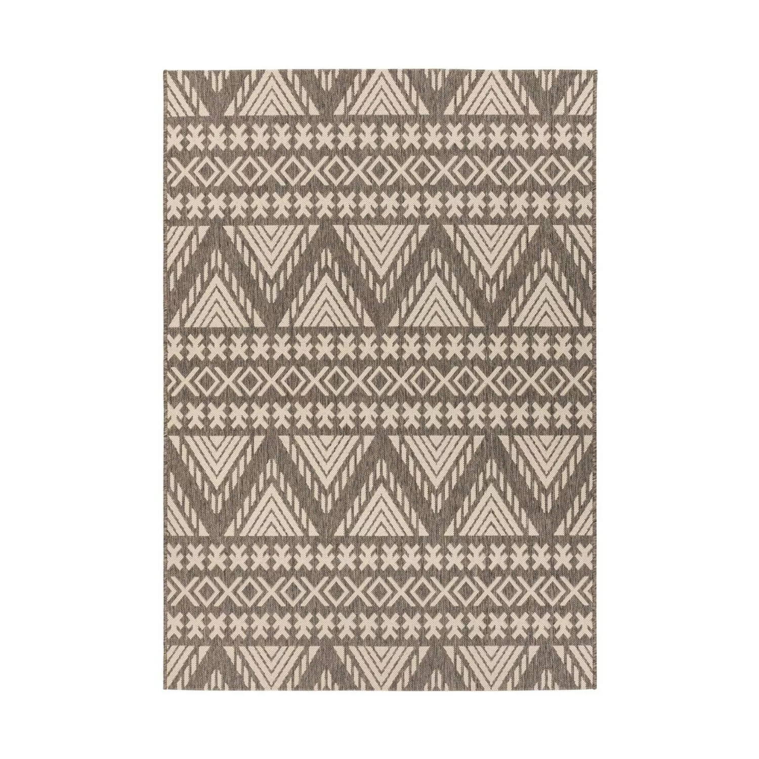 MeGusta Flachflor Teppich EthnoDesign Braun - Creme Polypropylen 80x150 cm günstig online kaufen