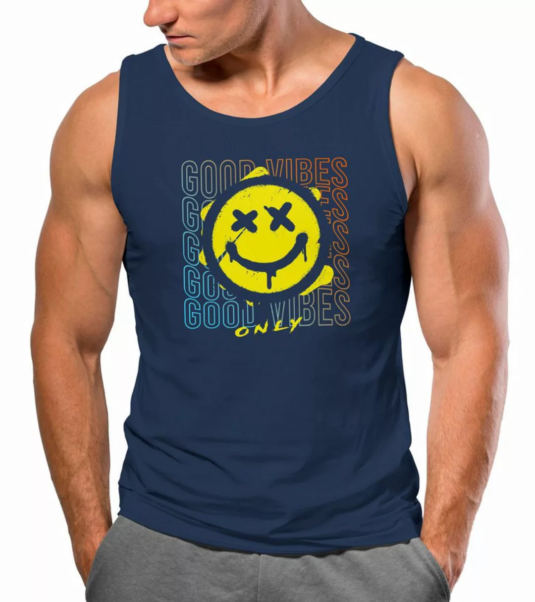 Neverless Tanktop Herren Tank-Top Smiling Face Good Vibes Print Aufdruck Be günstig online kaufen