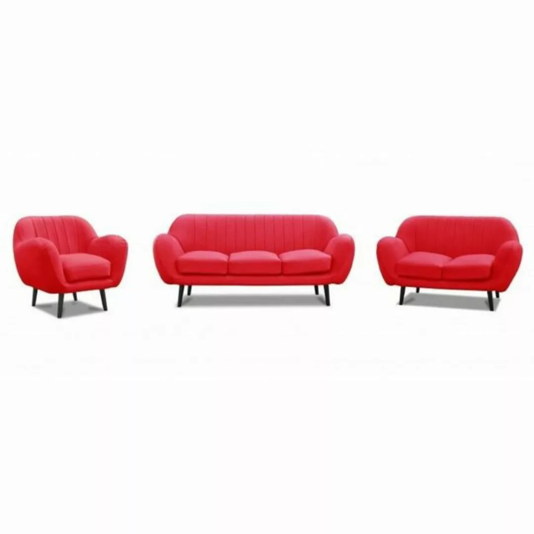 JVmoebel Sofa Rote Sofagarnitur 3+2+1 Couch Polster Sofas Couchen Wohnzimme günstig online kaufen