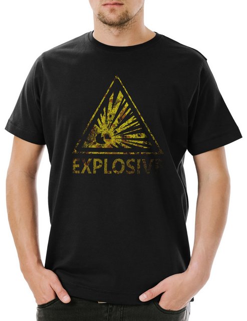 Urban Backwoods Print-Shirt Caution Explosive Vintage Logo Sign Herren T-Sh günstig online kaufen