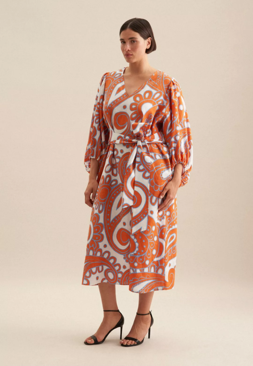 seidensticker Sommerkleid "Schwarze Rose", 3/4-Arm V-Neck Paisley günstig online kaufen