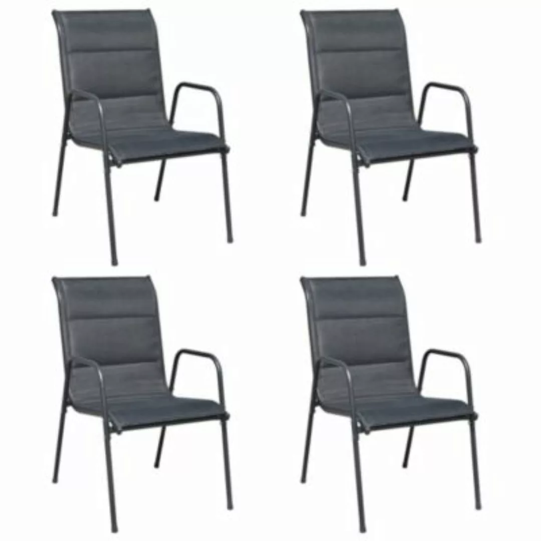 vidaXL Stapelbare Gartenstühle 4 Stk. Stahl und Textilene Schwarz Gartenstu günstig online kaufen