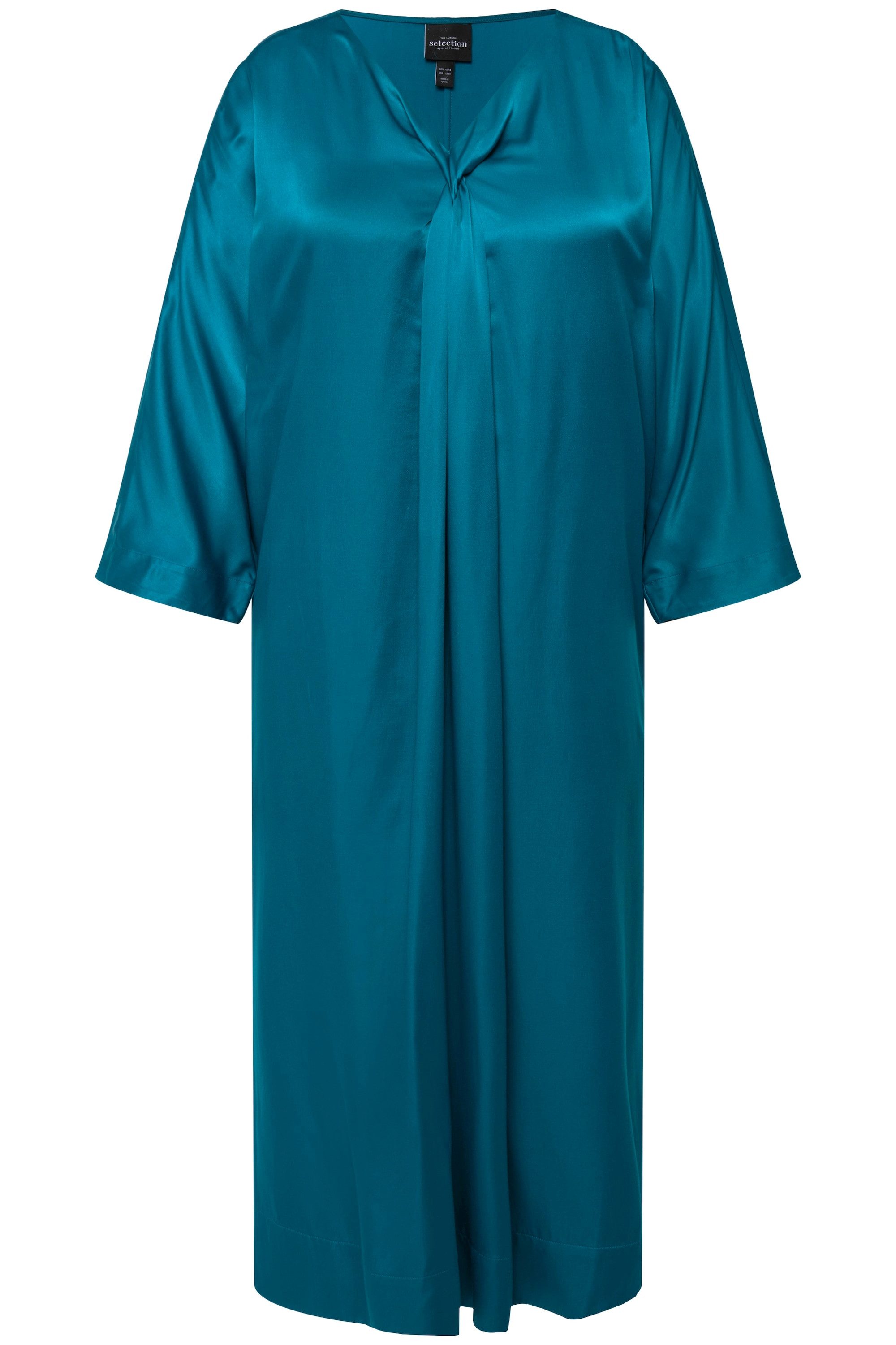 Ulla Popken Maxikleid Midikleid Satin V-Ausschnitt günstig online kaufen