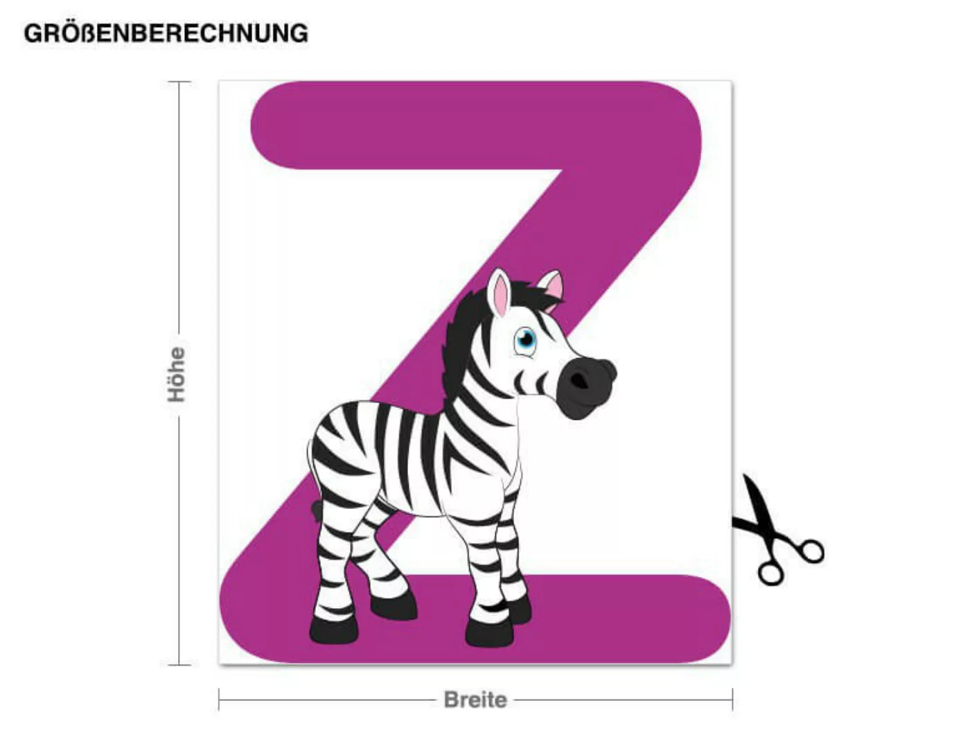 Wandtattoo Kinderzimmer Kinder ABC - Zebra günstig online kaufen