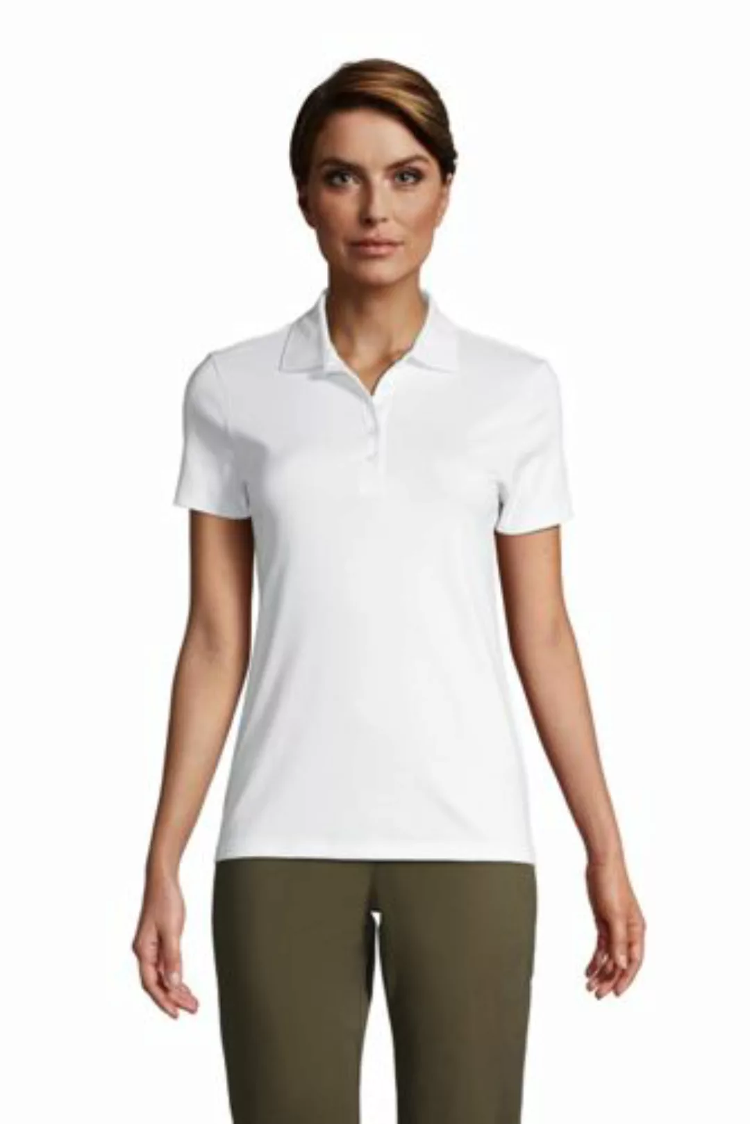 Supima-Poloshirt in Petite-Größe, Damen, Größe: S Petite, Weiß, Baumwolle, günstig online kaufen
