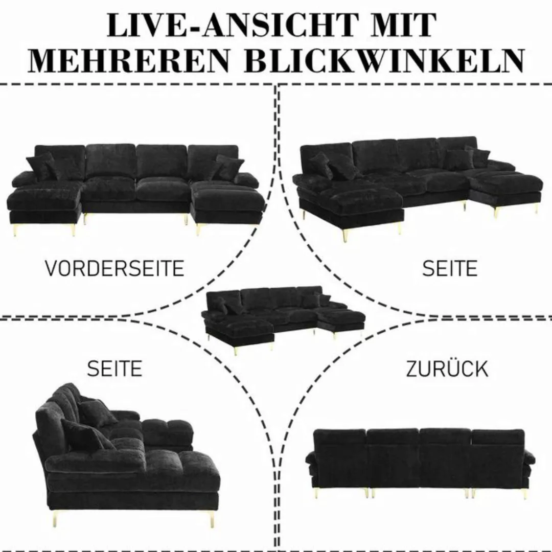 OKWISH Sofa Moderner U-förmiger Modularsofa mit Ottomanen, wendbar, 4-Sitze günstig online kaufen