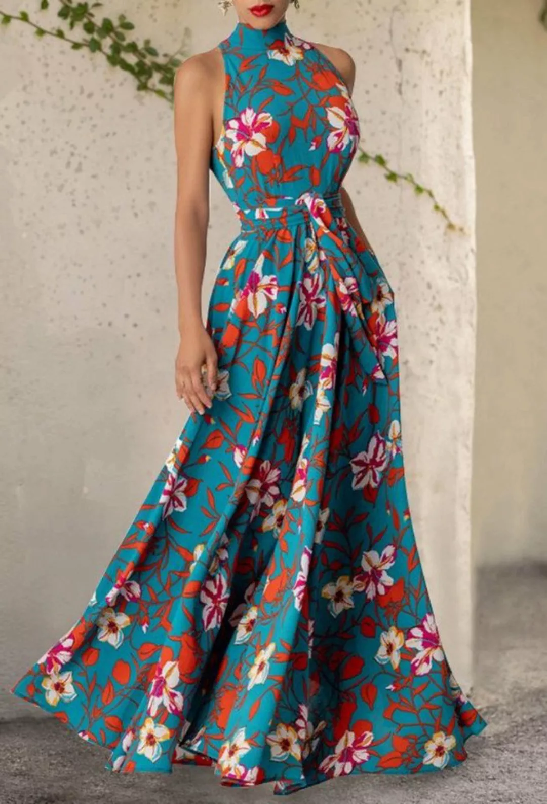 LOVGCCN Strandkleid Sommerkleid mit bedrucktem Neckholder, ärmelloses Desig günstig online kaufen