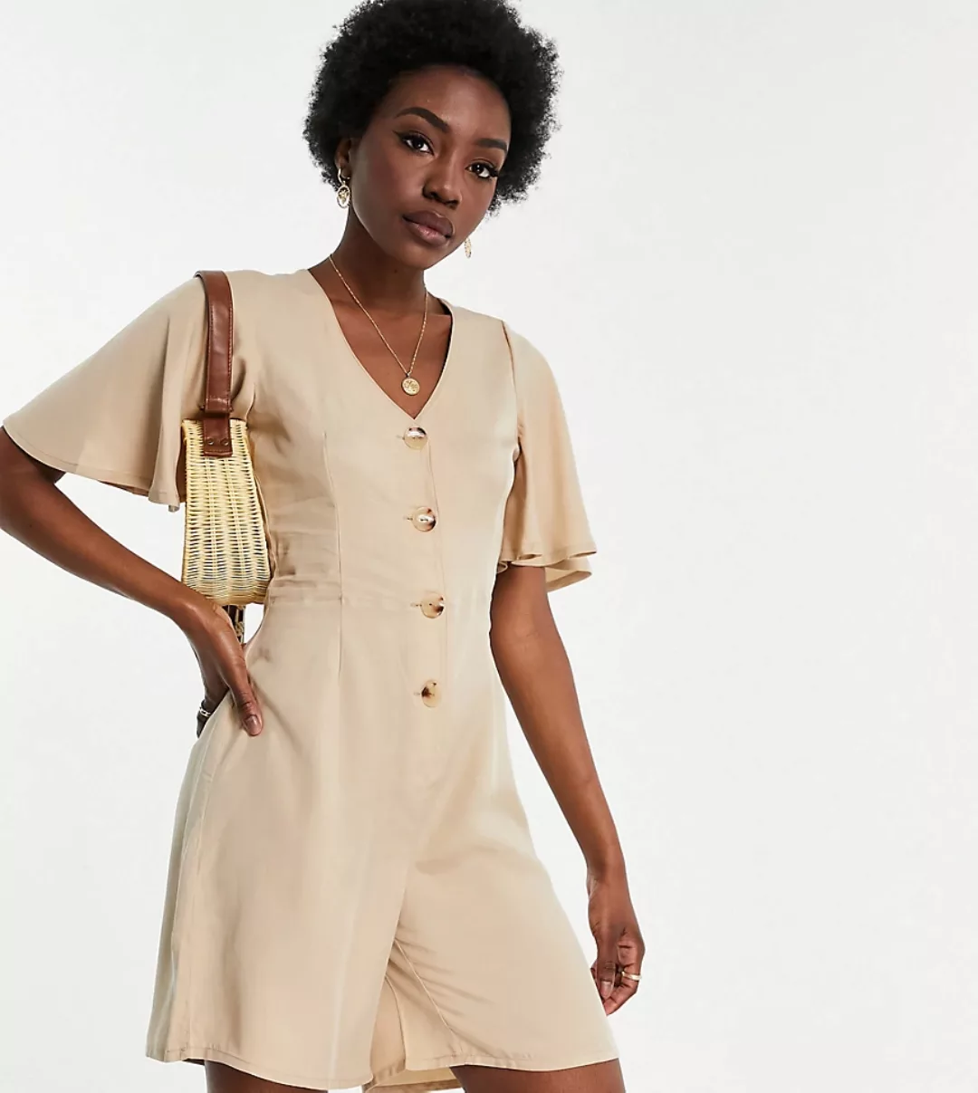 Vero Moda Tall – Playsuit mit Flügelärmeln in Beige-Neutral günstig online kaufen