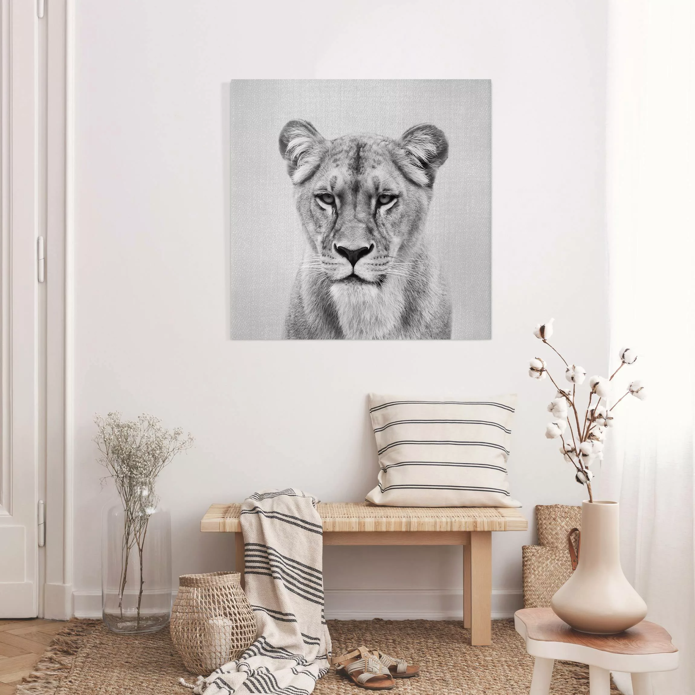 Leinwandbild Löwin Lisa Schwarz Weiß günstig online kaufen