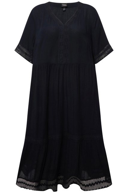 Ulla Popken Sommerkleid Tunika-Midikleid Spitze A-Linie V-Ausschnitt günstig online kaufen