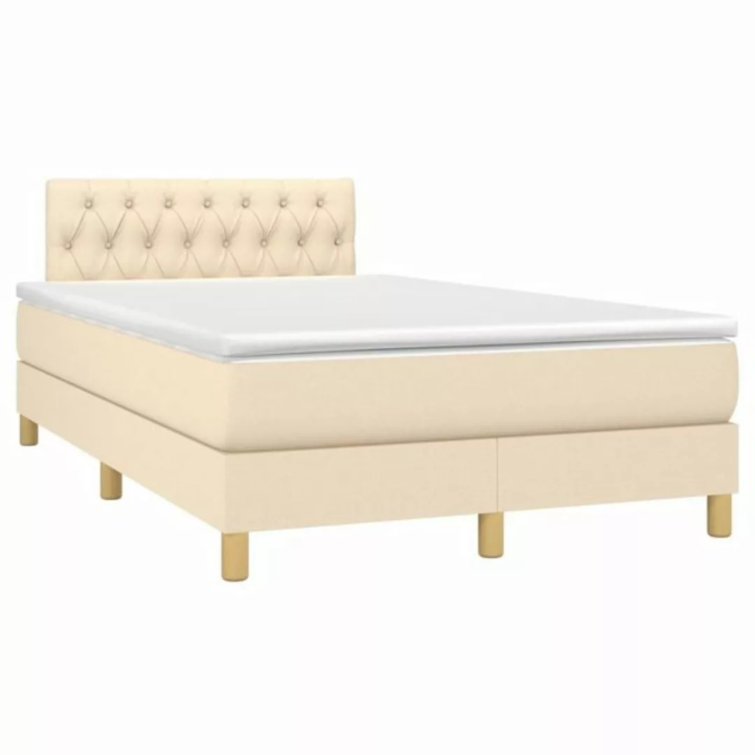 vidaXL Bett Boxspringbett mit Matratze & LED Creme 120x190 cm Stoff günstig online kaufen