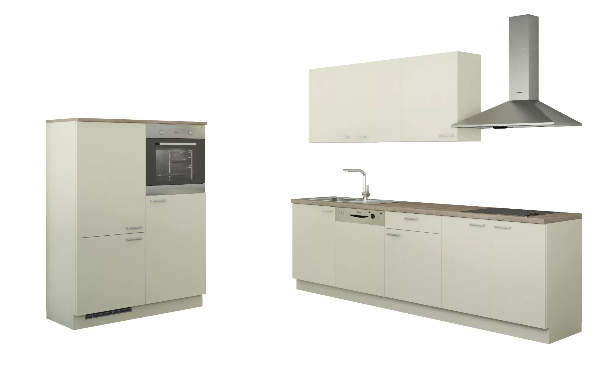 Küchenzeile mit Elektrogeräten - creme - 390 cm - Küchen > Küchenblöcke mit günstig online kaufen