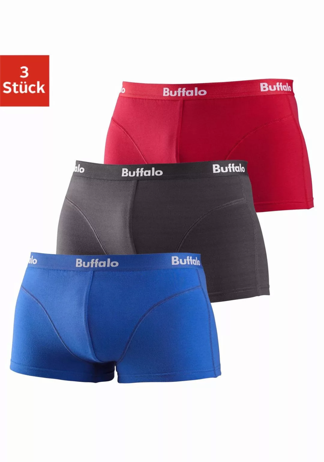 Buffalo Hipster, (Packung, 3 St.), knapp sitzende Boxershorts aus Baumwollm günstig online kaufen