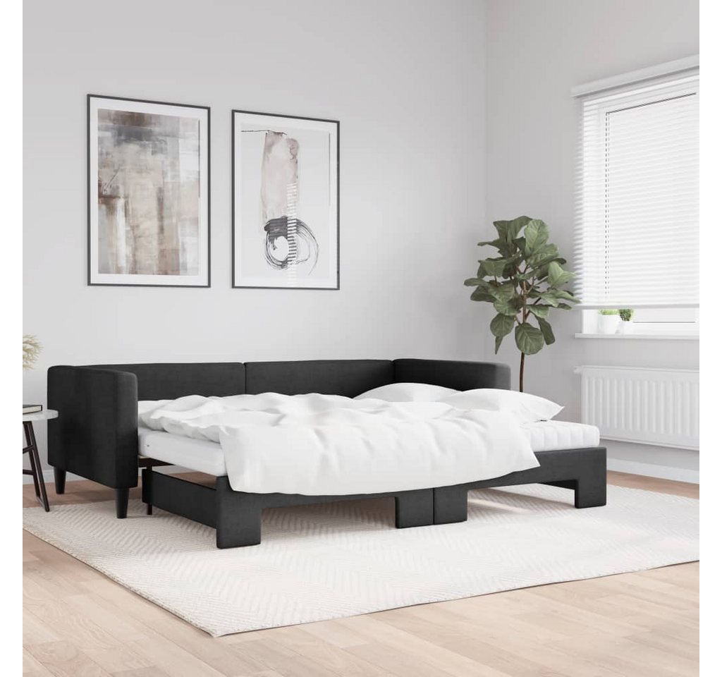 vidaXL Gästebett Gästebett Tagesbett Ausziehbar mit Matratzen Schwarz 90x19 günstig online kaufen