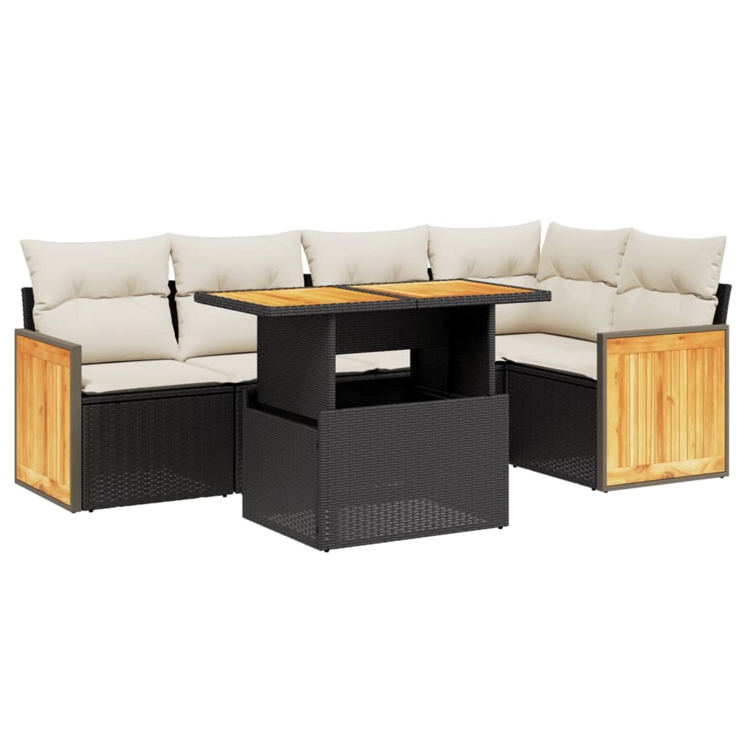 vidaXL 6-Tlg Garten-Sofagarnitur mit Kissen Schwarz Poly Rattan 3273947 günstig online kaufen