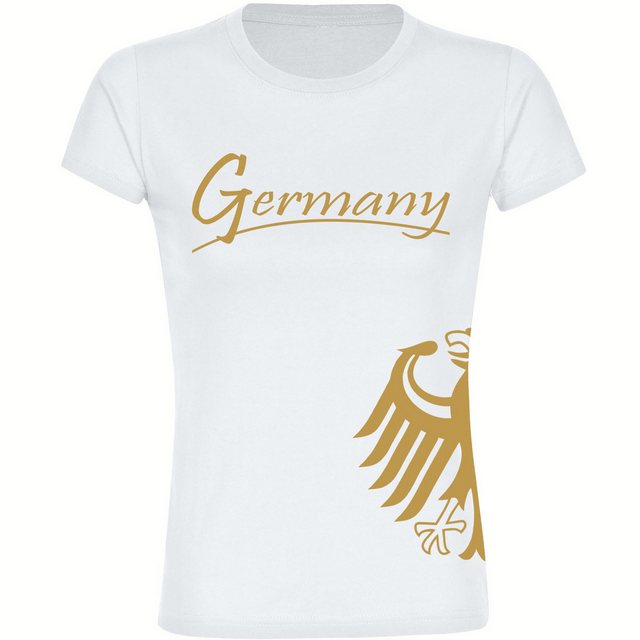 multifanshop T-Shirt Damen Germany - Adler seitlich Gold - Frauen günstig online kaufen