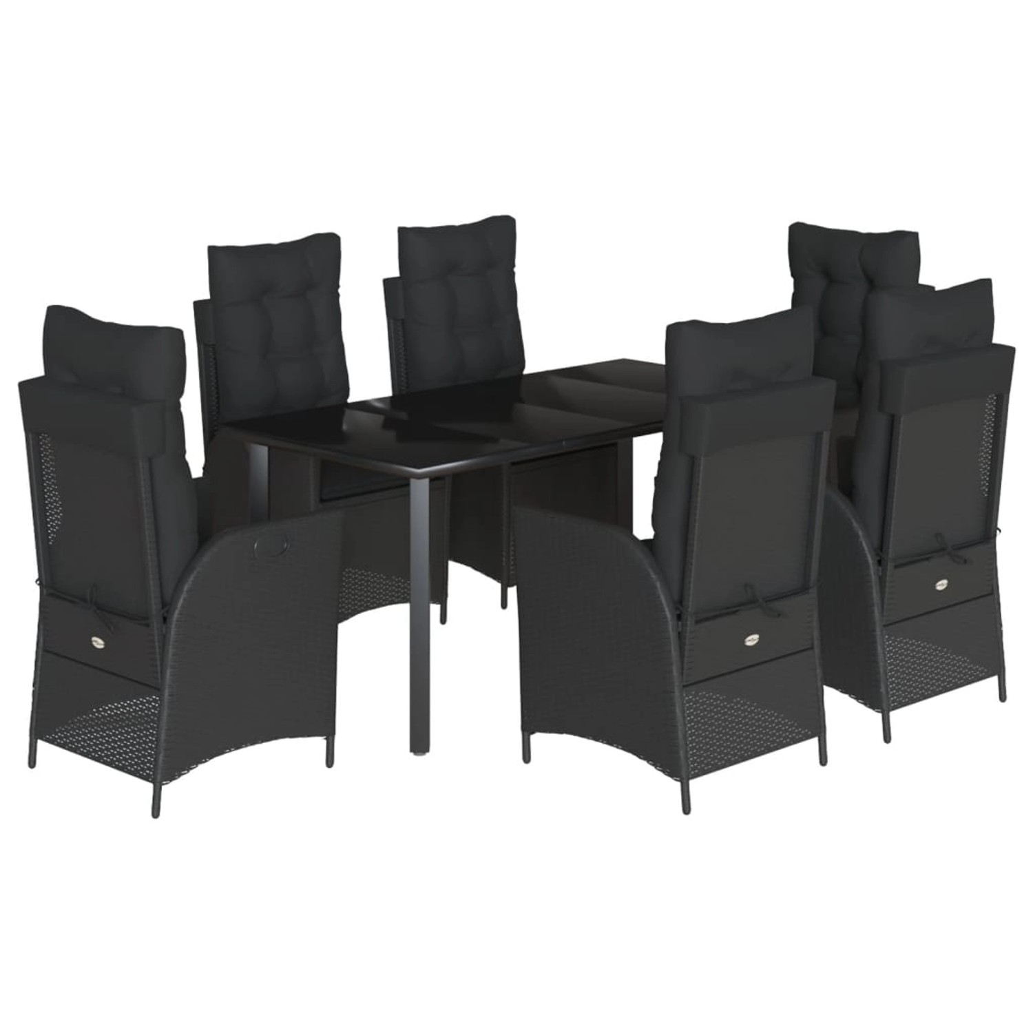 vidaXL 7-Tlg Garten-Essgruppe mit Kissen Schwarz Poly Rattan 3213190 günstig online kaufen