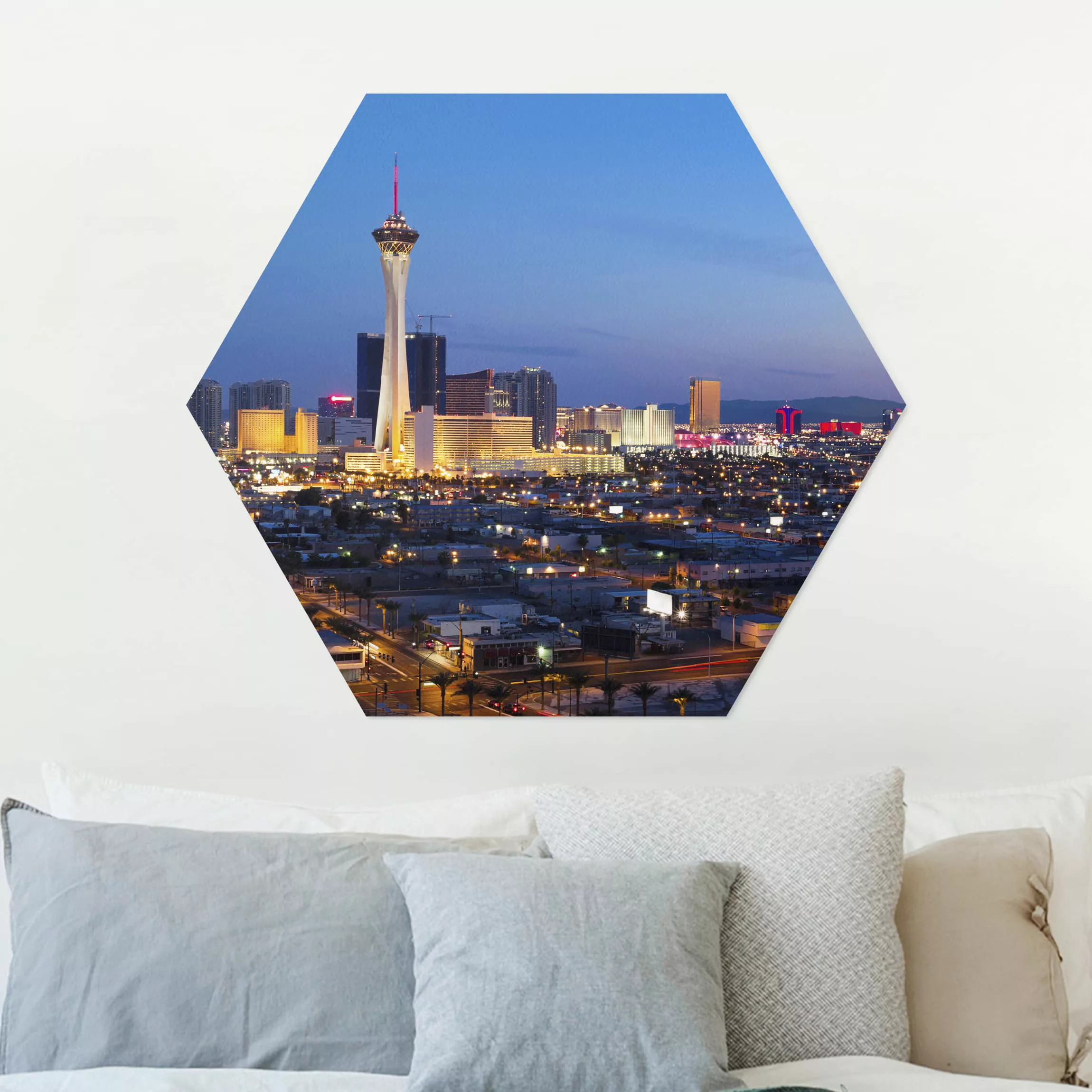 Hexagon-Alu-Dibond Bild Architektur & Skyline Viva Las Vegas günstig online kaufen