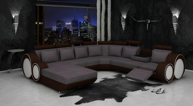 JVmoebel Ecksofa Textil Sofa mit USB XXL Wohnlandschaft Stoff Couch Big Pol günstig online kaufen