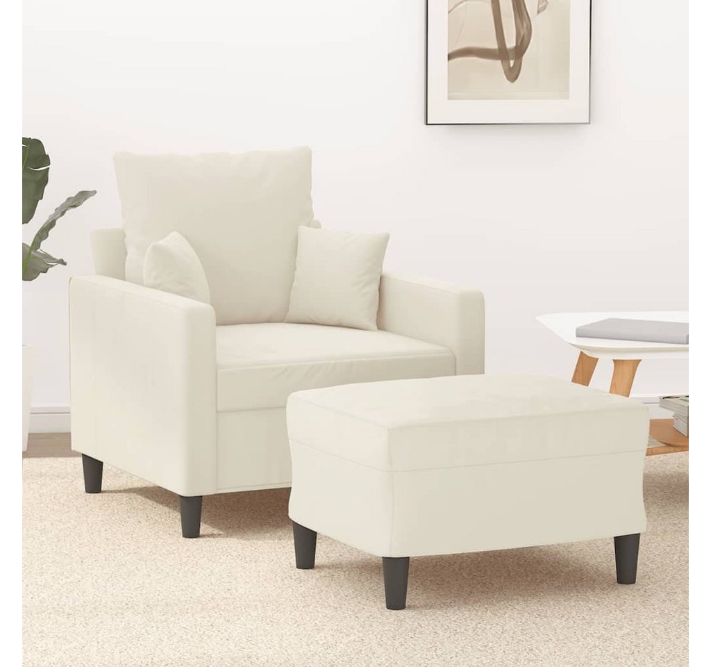 vidaXL Sofa Sessel mit Hocker Creme 60 cm Samt günstig online kaufen