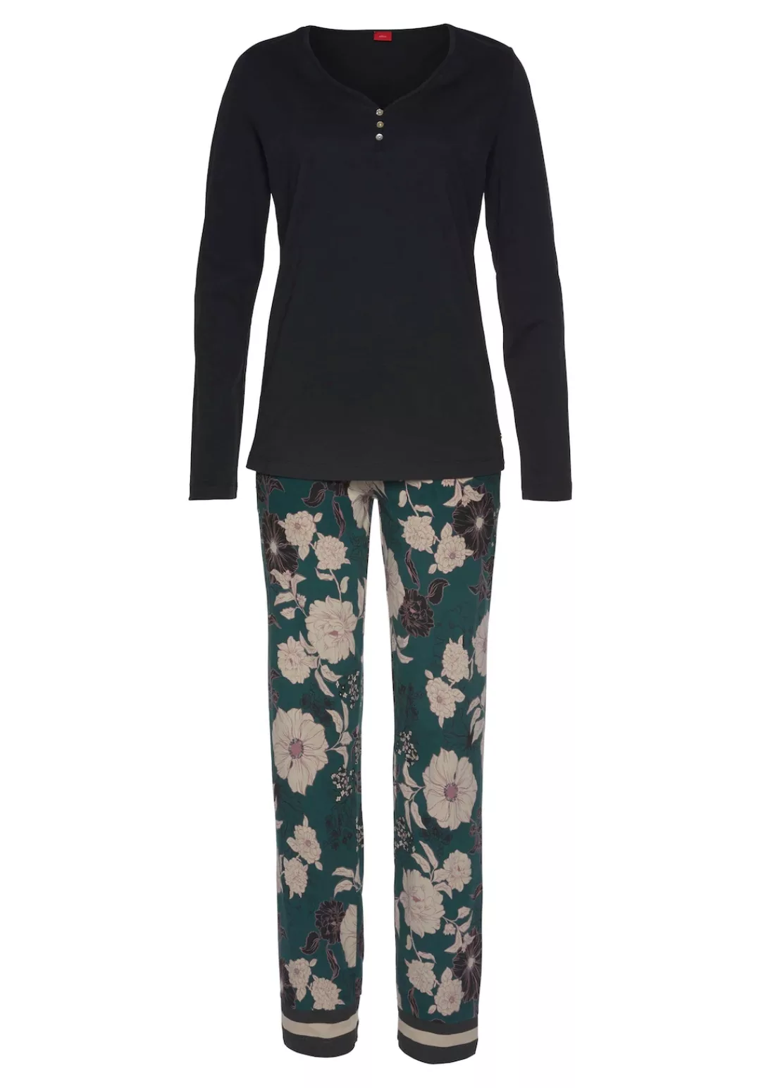 s.Oliver Pyjama, (2 tlg.), mit geblümter Schlafhose günstig online kaufen