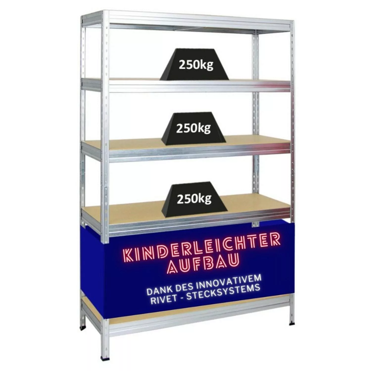 PROREGAL Schwerlastregal Rivet HxBxT 180 x 120 x 45 cm Fachlast 250 kg Inno günstig online kaufen