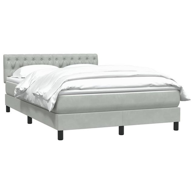 vidaXL Bett Boxspringbett mit Matratze Hellgrau 160x210 cm Samt günstig online kaufen