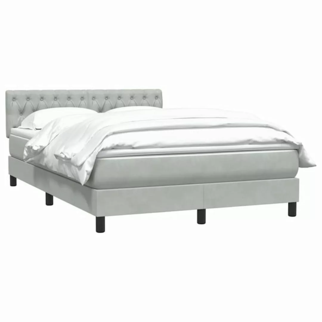 vidaXL Bett Boxspringbett mit Matratze Hellgrau 160x210 cm Samt günstig online kaufen