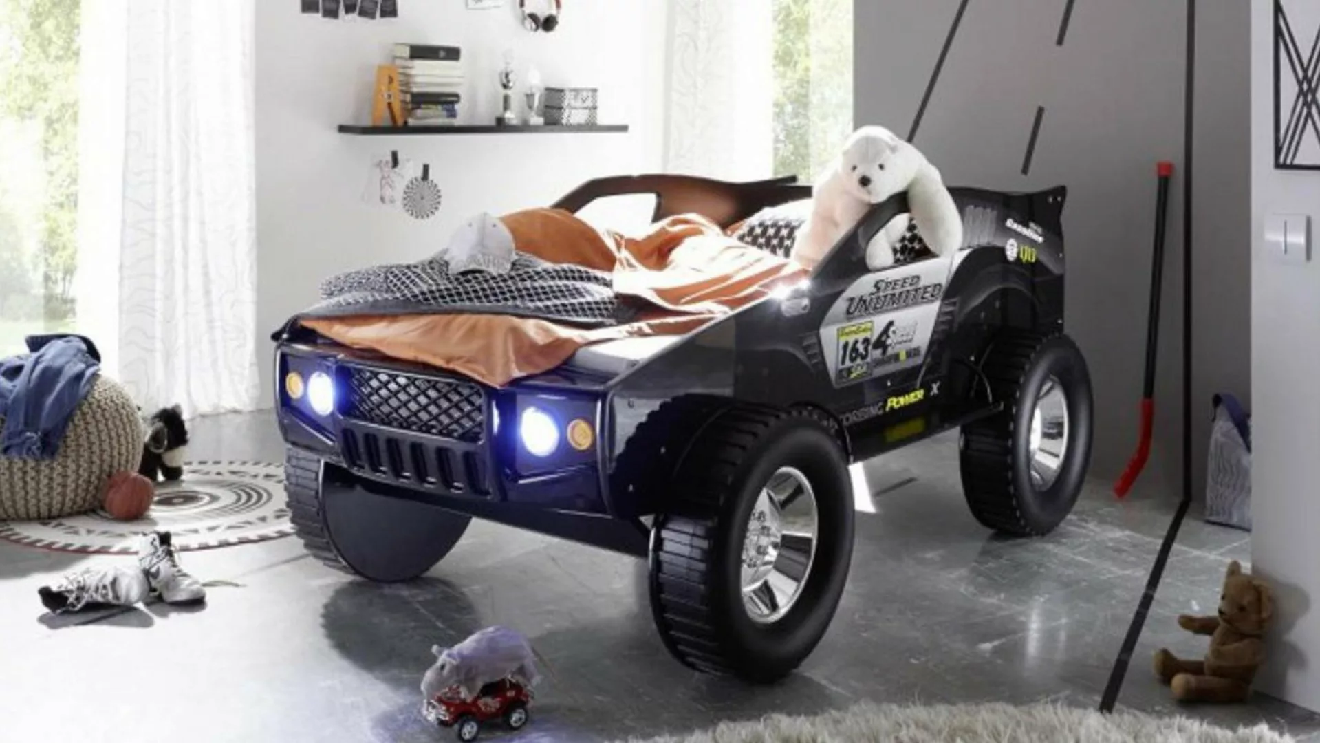 Begabino Autobett Autobett SUV mit LED Kinderbett Abenteuerbett schwarz 90x günstig online kaufen