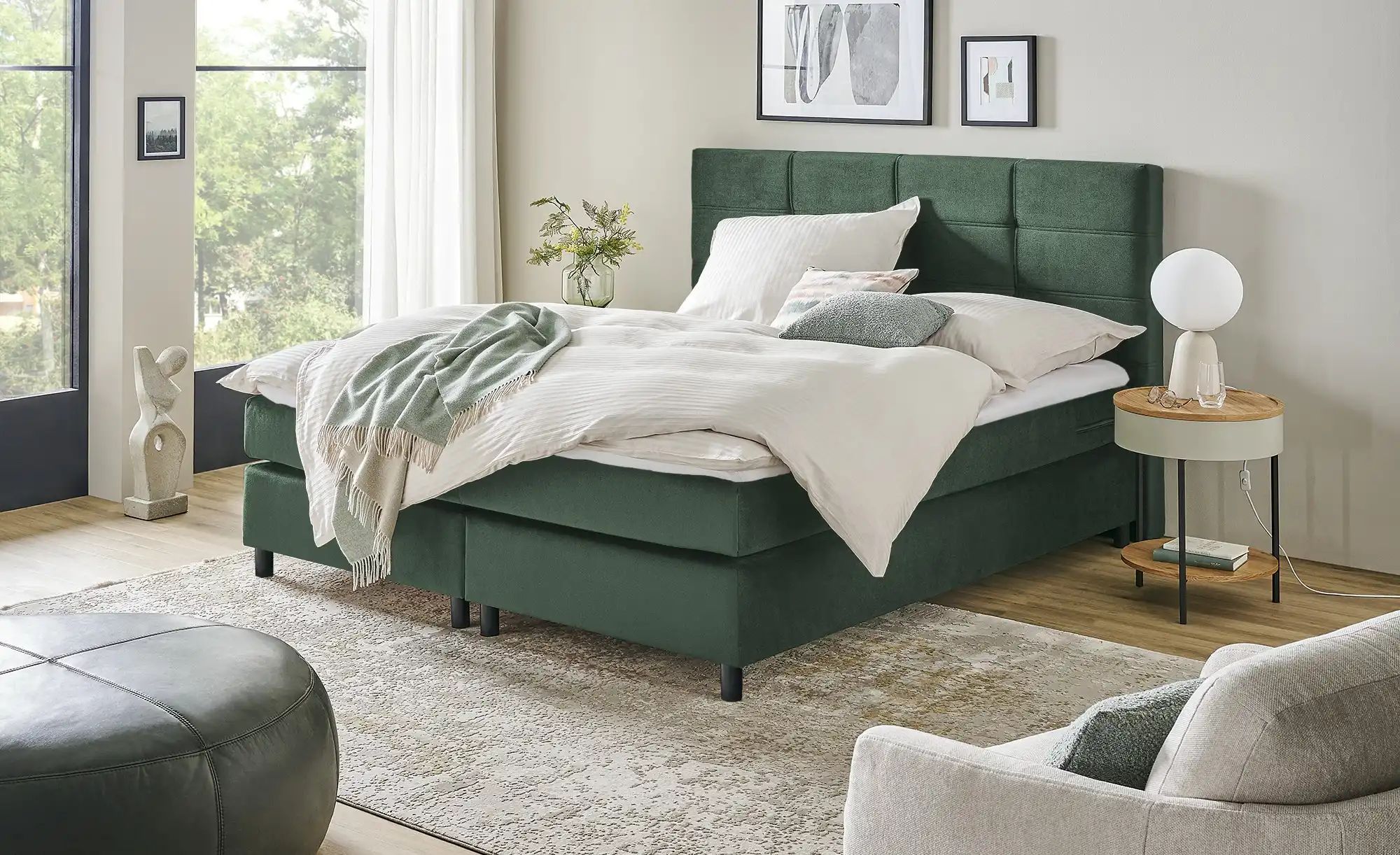 uno Boxspringbett  Wind ¦ grün ¦ Maße (cm): B: 180 H: 152 Betten > Komfortb günstig online kaufen