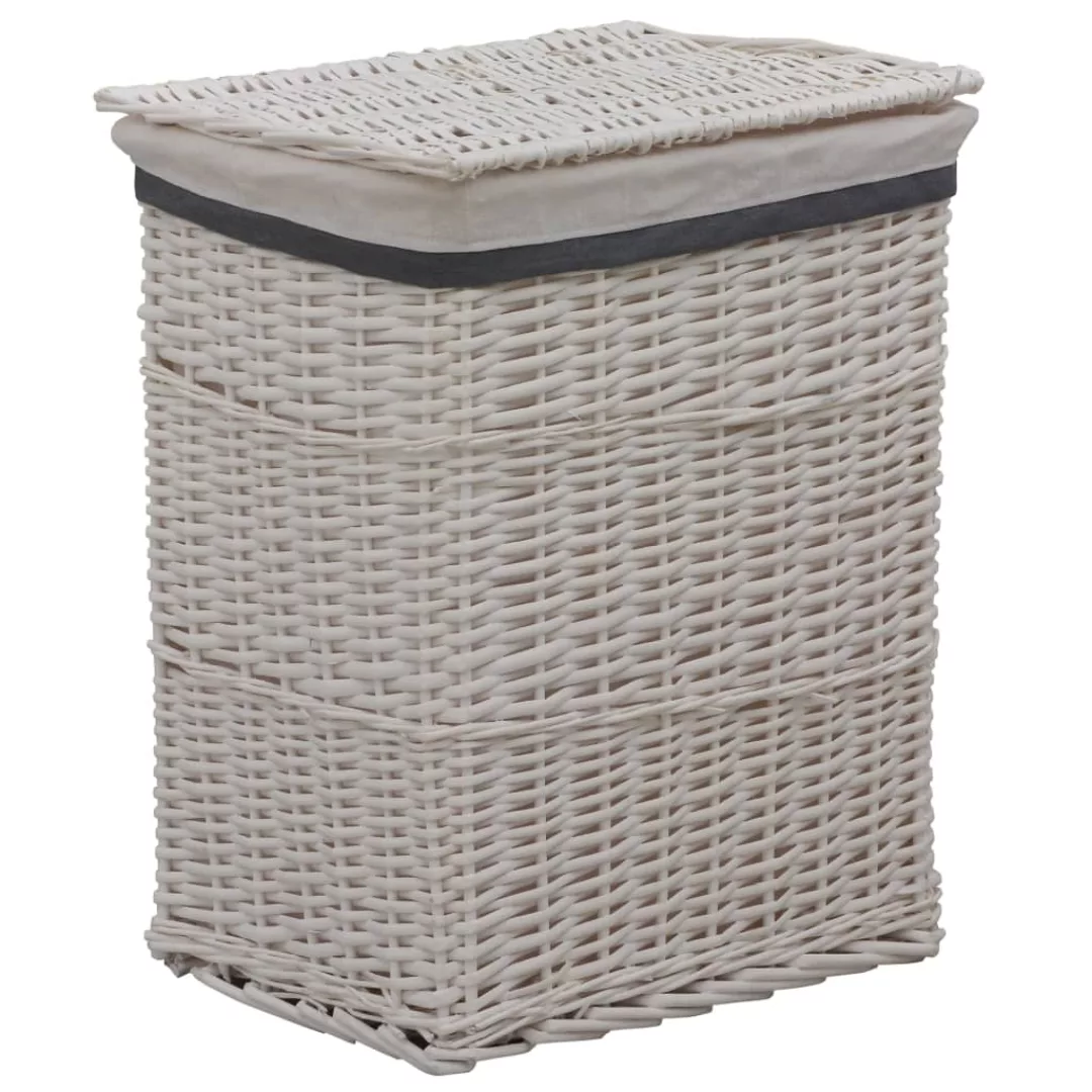 Stapelbarer Wäschekorb Weiß Weide günstig online kaufen
