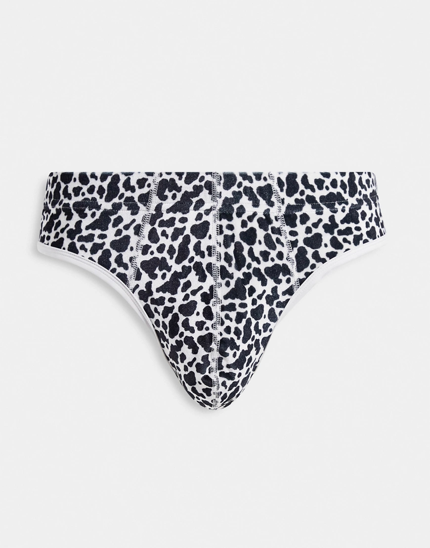 ASOS DESIGN – Jockstrap aus Velours mit Kuhfellmuster-Bunt günstig online kaufen