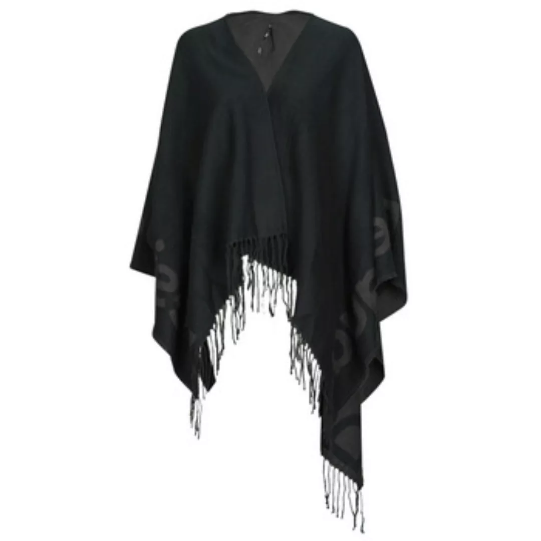 Desigual Strickpullover Stilvoller Damenponcho in Schwarz mit kontrastieren günstig online kaufen