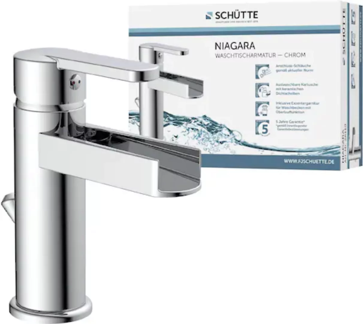 Schütte Design-Waschtischarmatur Niagara mit Schwallauslauf Chrom günstig online kaufen