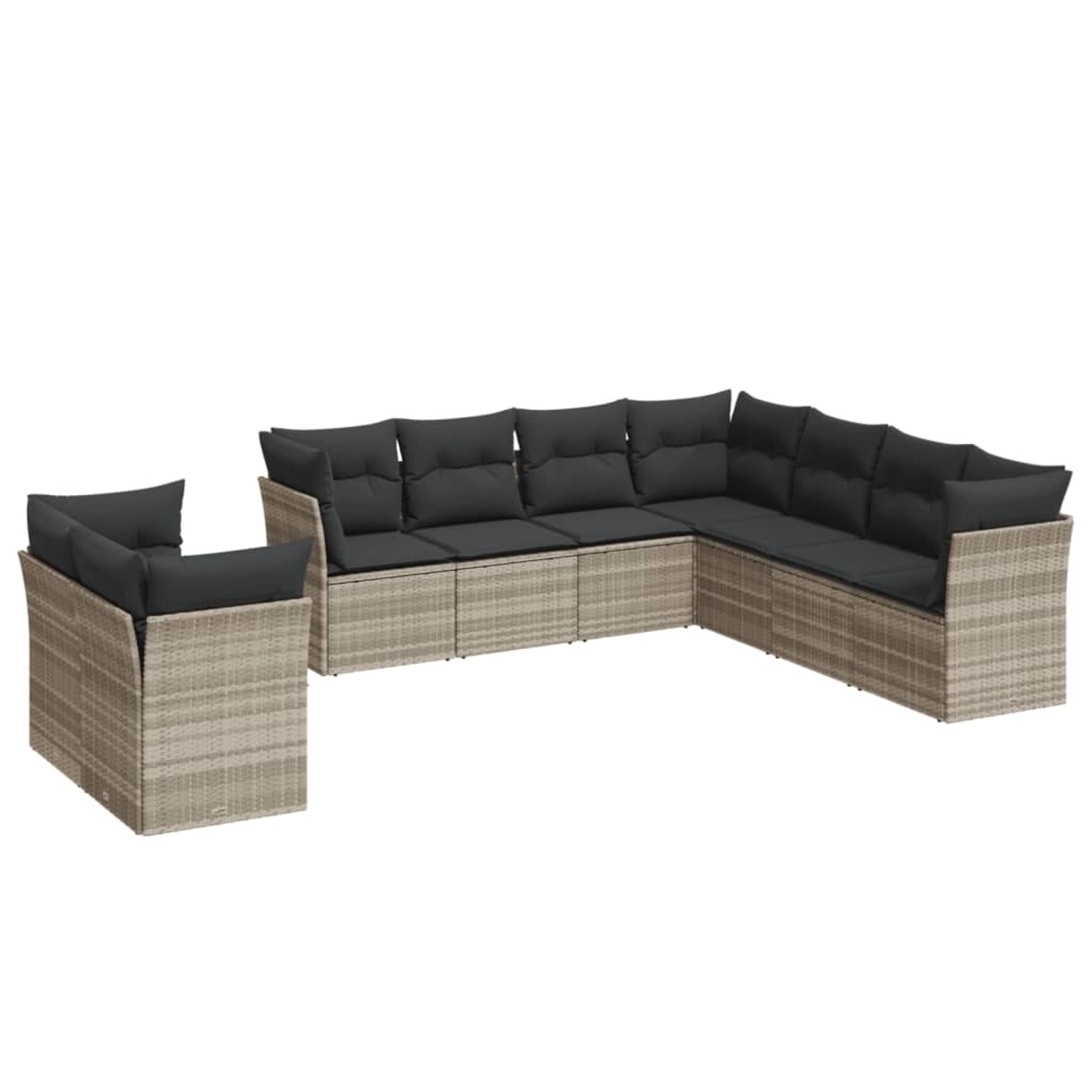 vidaXL 9-Tlg Garten-Sofagarnitur mit Kissen Hellgrau Poly Rattan 3249681 günstig online kaufen