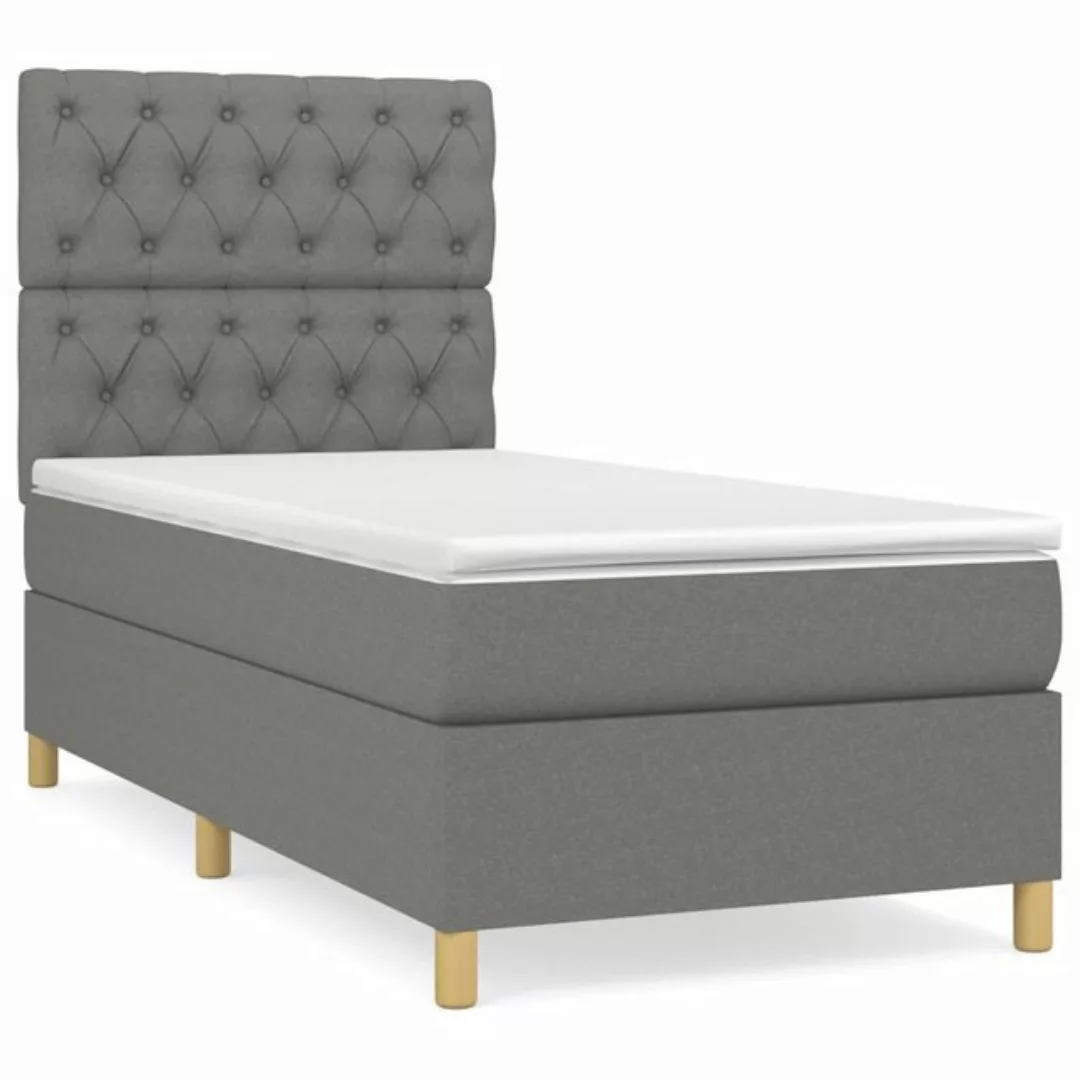 vidaXL Boxspringbett Boxspringbett mit Matratze Dunkelgrau 80x200 cm Stoff günstig online kaufen