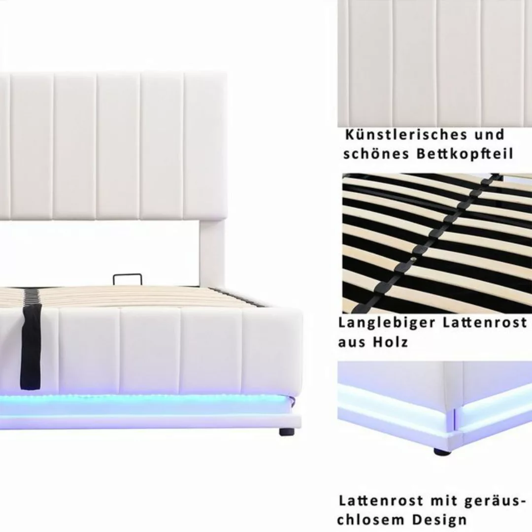 XDeer Polsterbett Polsterbett mit LED Metalllattenrost Doppelbett, Polsterk günstig online kaufen