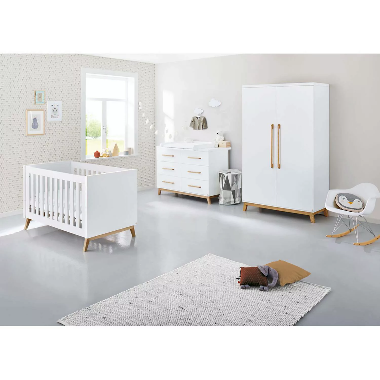 Babyzimmer inkl. Kinderkleiderschrank RIJEKA-134 in weiß edelmatt günstig online kaufen