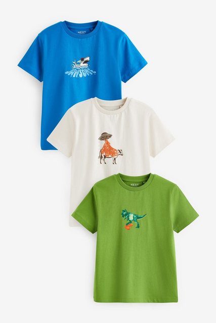 Next T-Shirt Regular Fit Kurzarm-T-Shirts mit Grafik, 3er-Pack (3-tlg) günstig online kaufen