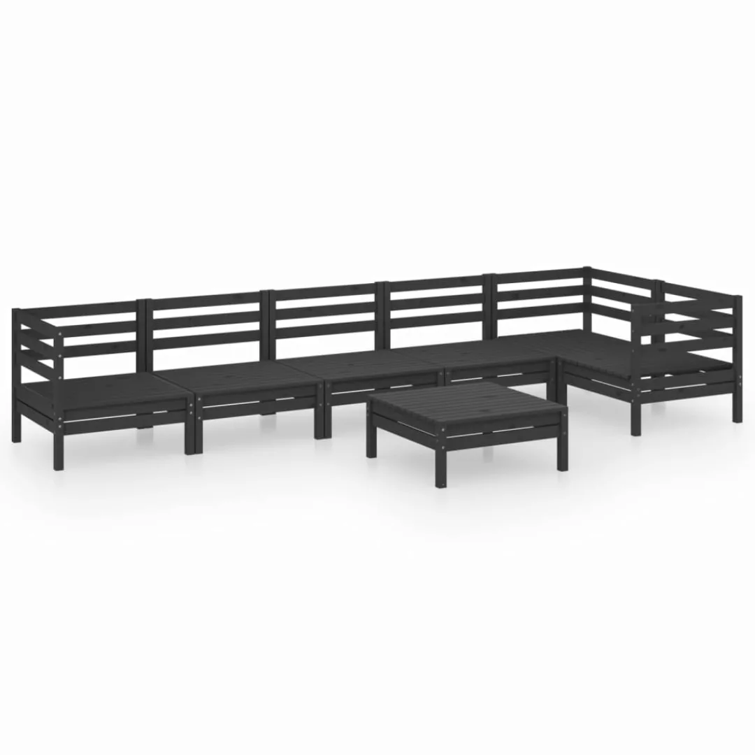 7-tlg. Garten-lounge-set Massivholz Kiefer Schwarz günstig online kaufen