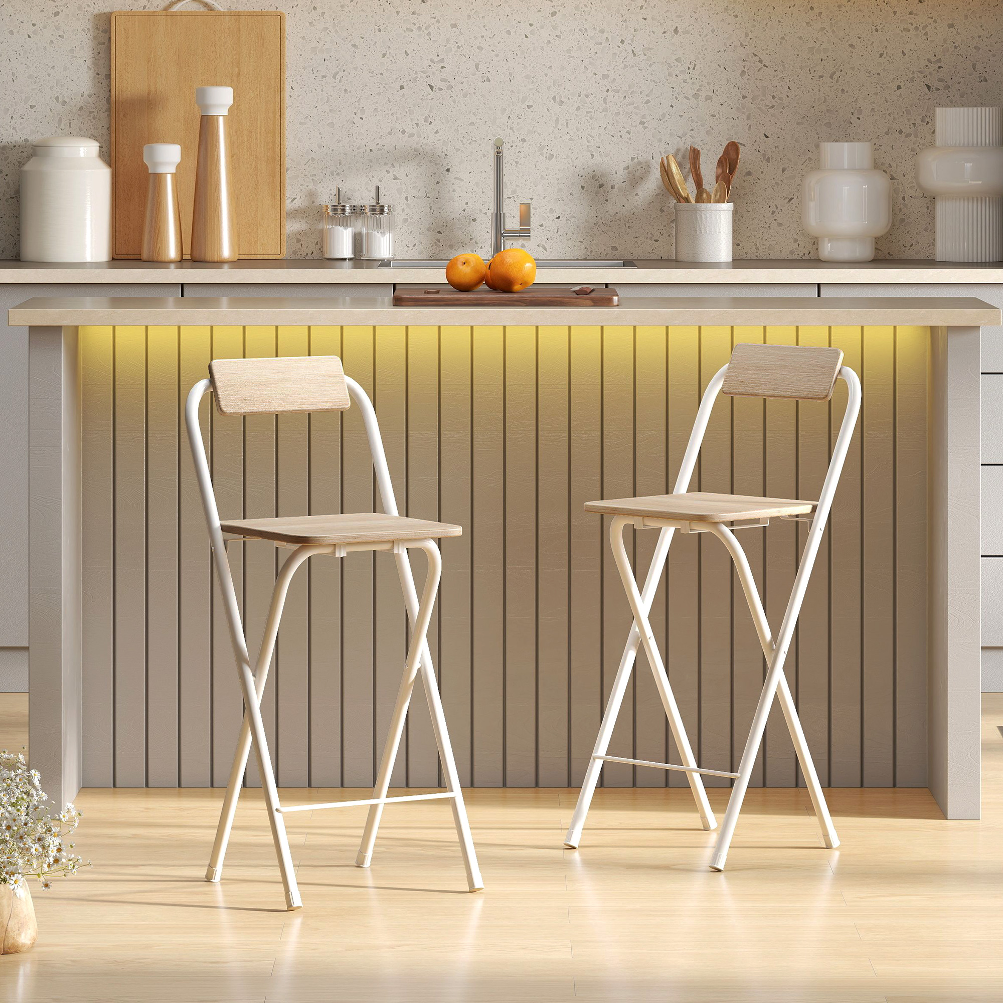 HOMCOM Set mit 2 klappbaren Barhockern, Barstühlen, Hochstühlen für die Küc günstig online kaufen