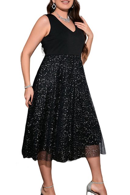 JDMGZSR Abendkleid Damen Übergröße Cocktailkleid Mesh-Swing-Abendkleid ärme günstig online kaufen