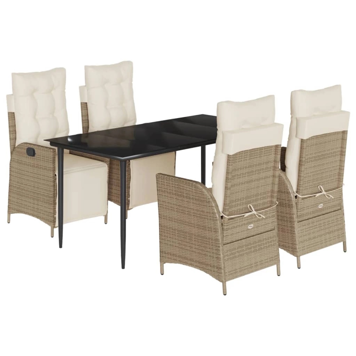 vidaXL 5-Tlg Garten-Essgruppe mit Kissen Beige Poly Rattan 3213437 günstig online kaufen