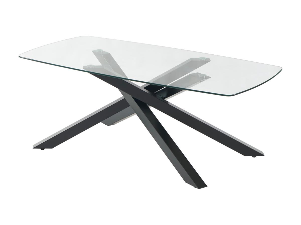 Esstisch rund - 8 Personen - Sicherheitsglas & schwarzes Metall - Transpare günstig online kaufen