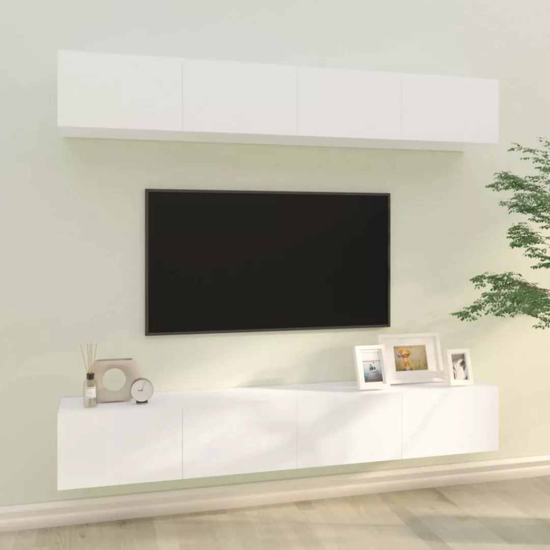 vidaXL TV-Schrank TV-Wandschränke 4 Stk Weiß 100x30x30 cm Wandschränkchen günstig online kaufen
