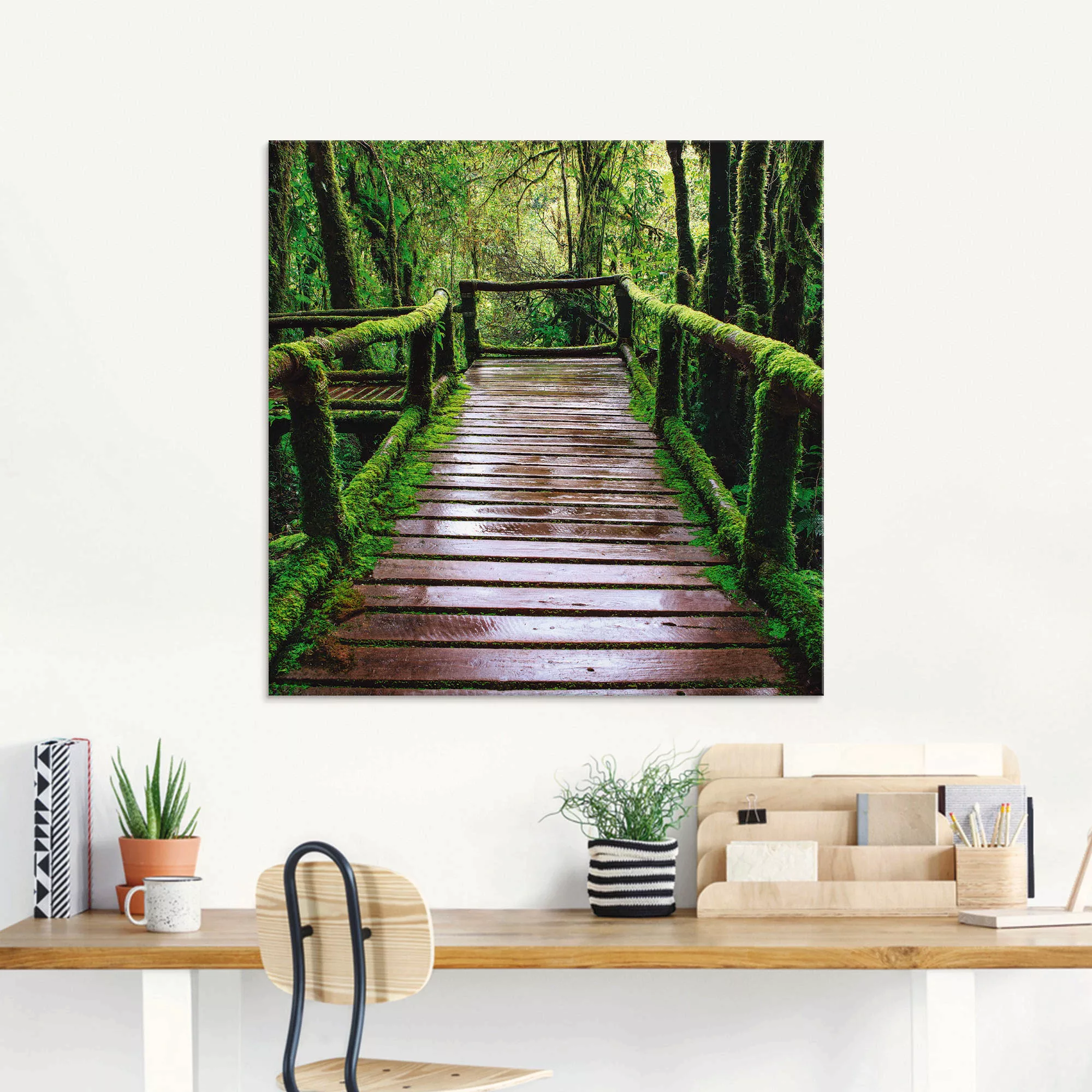 Artland Glasbild »Brückenpfad im Wald«, Asien, (1 St.), in verschiedenen Gr günstig online kaufen